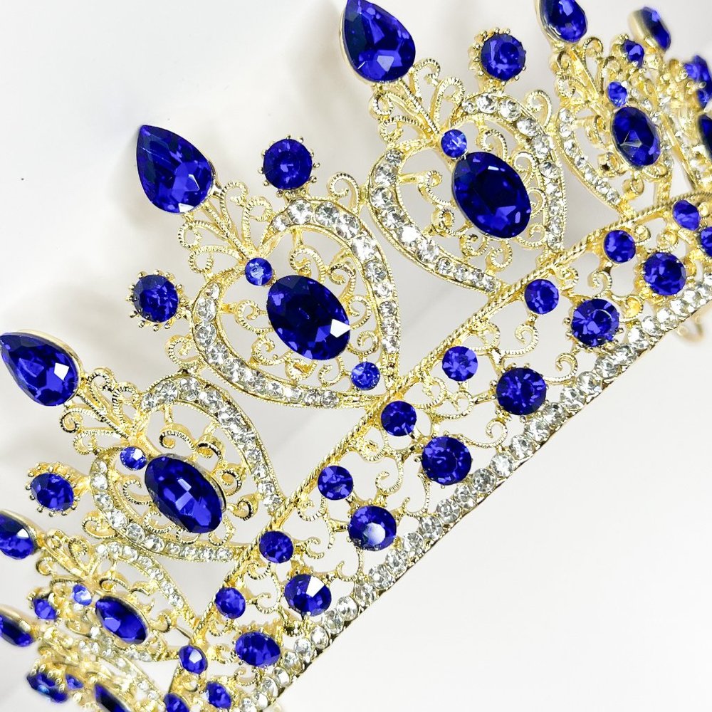 Vintage Blue Crystal Rhinestone, Bridal, Wedding, Prom, Pageant, Birthday, Gift - Picture 2 of 5